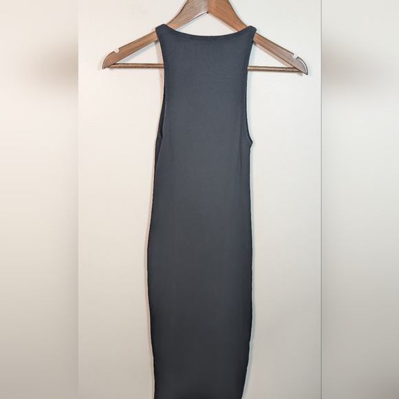 ZARA Black Ribbed Cotton Sleeveless Slim Fit Midi Dress - Picture 5 of 6